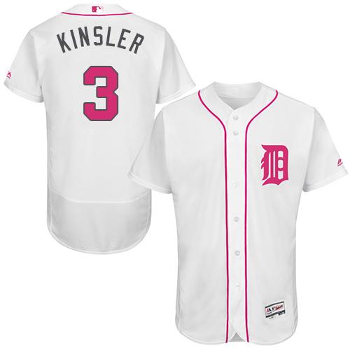 Tigers #3 Ian Kinsler White Flexbase Authentic Collection 2016 Mother's Day Stitched MLB Jersey