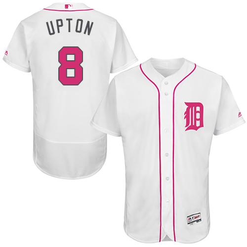 Tigers #8 Justin Upton White Flexbase Authentic Collection 2016 Mother's Day Stitched MLB Jersey
