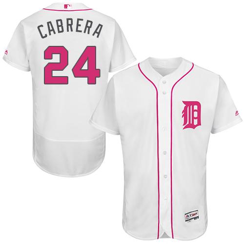 Tigers #24 Miguel Cabrera White Flexbase Authentic Collection 2016 Mother's Day Stitched MLB Jersey