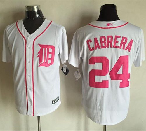 Tigers #24 Miguel Cabrera White New Cool Base 2016 Mother's Day Stitched MLB Jersey