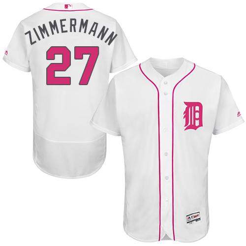 Tigers #27 Jordan Zimmermann White Flexbase Authentic Collection 2016 Mother's Day Stitched MLB Jersey
