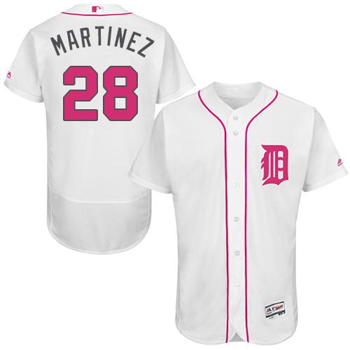 Tigers #28 J. D. Martinez White Flexbase Authentic Collection 2016 Mother's Day Stitched MLB Jersey