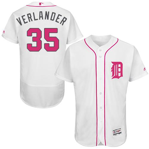 Tigers #35 Justin Verlander White Flexbase Authentic Collection 2016 Mother's Day Stitched MLB Jersey
