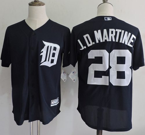 Tigers #28 J. D. Martinez Navy Blue Flexbase Authentic Collection Stitched MLB Jersey