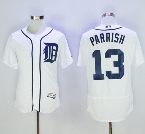 Tigers #13 Lance Parrish White Flexbase Authentic Collection Stitched MLB Jersey