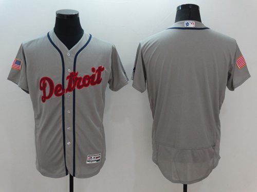 Tigers Blank Grey Fashion Stars & Stripes Flexbase Authentic Stitched MLB Jersey