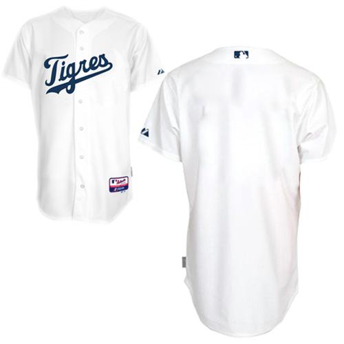 Tigers Blank White Home "Los Tigres" Stitched MLB Jersey
