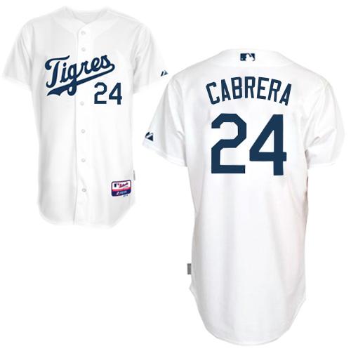 Tigers #24 Miguel Cabrera White Home"Los Tigres" Stitched MLB Jersey
