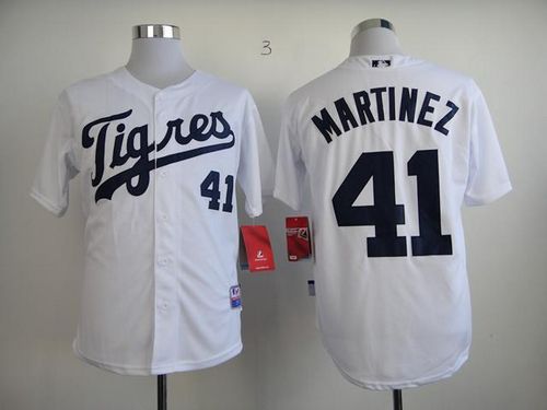 Tigers #41 Victor Martinez White "Los Tigres" Stitched MLB Jersey