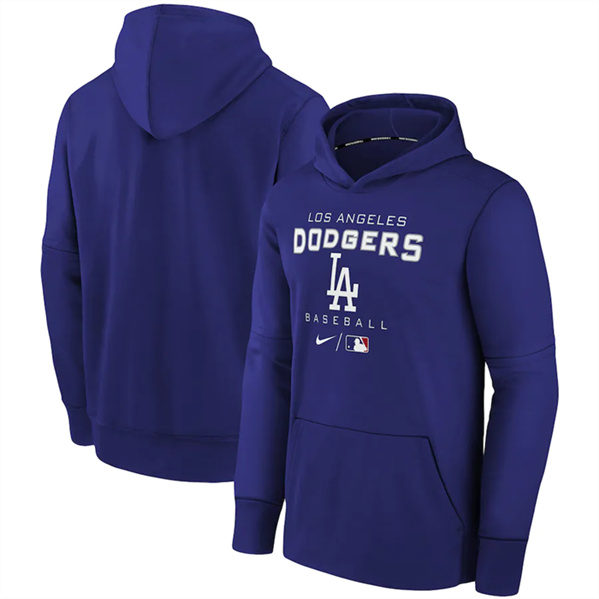 Men's Los Angeles Dodgers Royal 2022 Therma Performance Pullover Hoodie ...