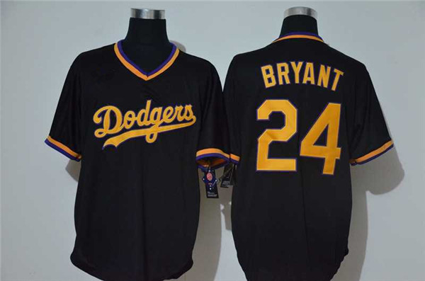 Men's Los Angeles Dodgers #24 Kobe Bryant Black Throwback Cool Base Stitched MLB Jersey