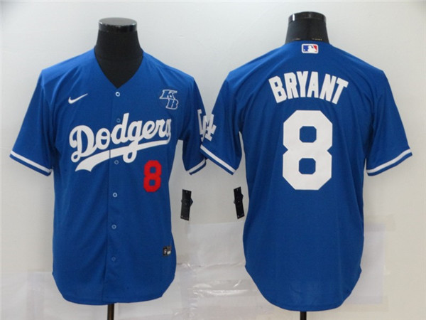 Men's Los Angeles Dodgers #8 Kobe Bryant Blue With KB Patch Cool Base Stitched MLB Jersey