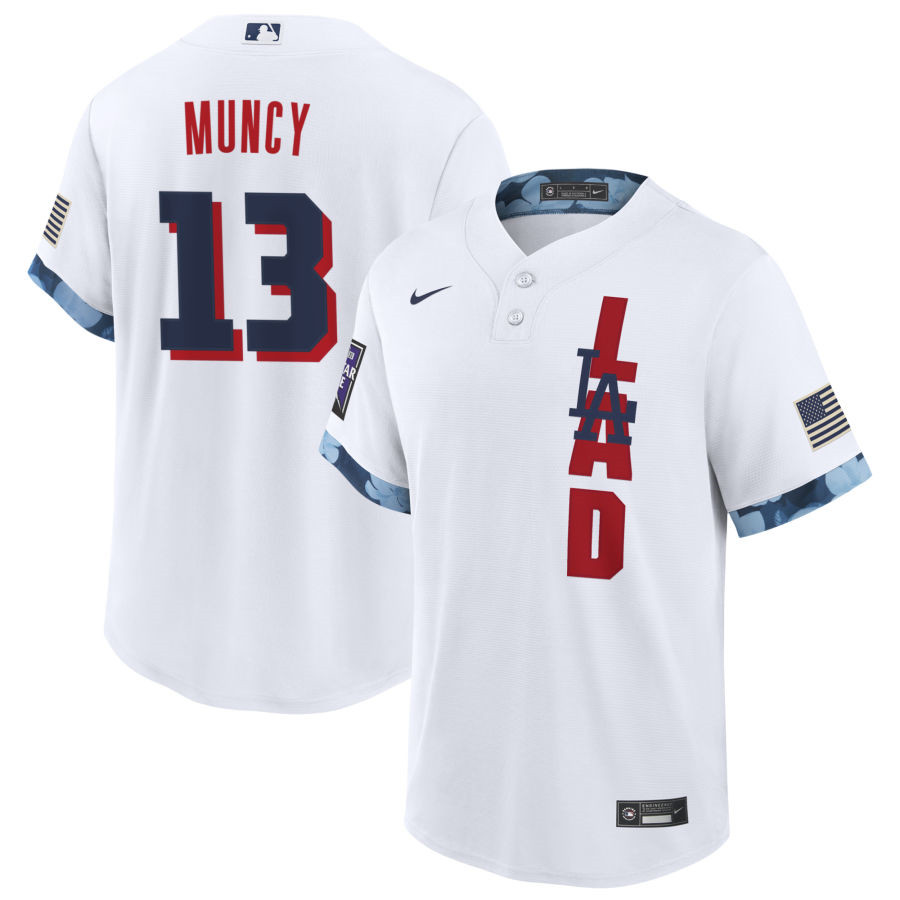 Men's Los Angeles Dodgers #13 Max Muncy 2021 White All-Star Cool Base Stitched MLB Jersey