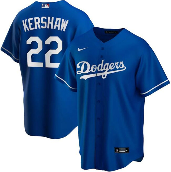 Men's Los Angeles Dodgers Blue #22 Clayton Kershaw Cool Base Stitched MLB Jersey