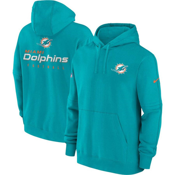 Men's Miami Dolphins Aqua Sideline Club Fleece Pullover Hoodie [NikeNFL ...