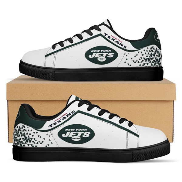 Women's New York Jets Low Top Leather Sneakers 001