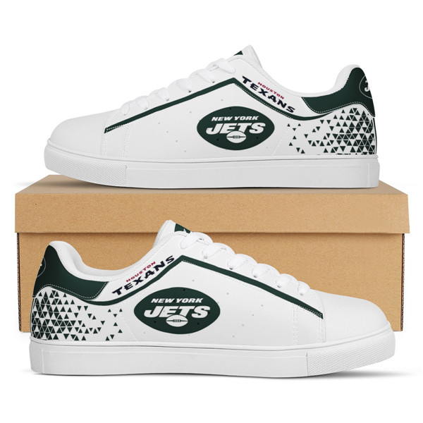 Women's New York Jets Low Top Leather Sneakers 002