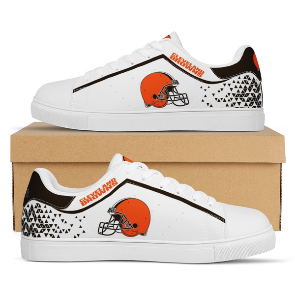 Women's Cleveland Browns Low Top Leather Sneakers 002