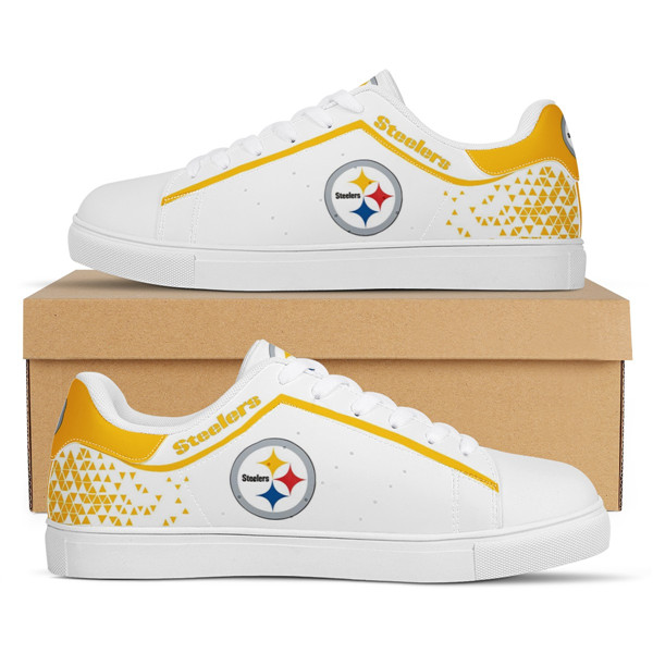 Women's Pittsburgh Steelers Low Top Leather Sneakers 002