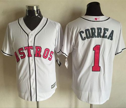Astros #1 Carlos Correa White New Cool Base 2016 Mother's Day Stitched MLB Jersey
