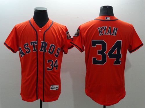 Astros #34 Nolan Ryan Orange Flexbase Authentic Collection Stitched MLB Jersey