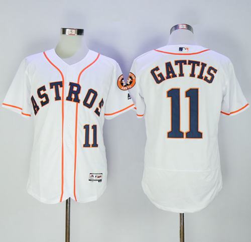 Astros #11 Evan Gattis White Flexbase Authentic Collection Stitched MLB Jersey