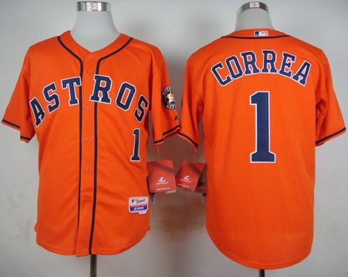 Astros #1 Carlos Correa Orange Cool Base Stitched MLB Jersey