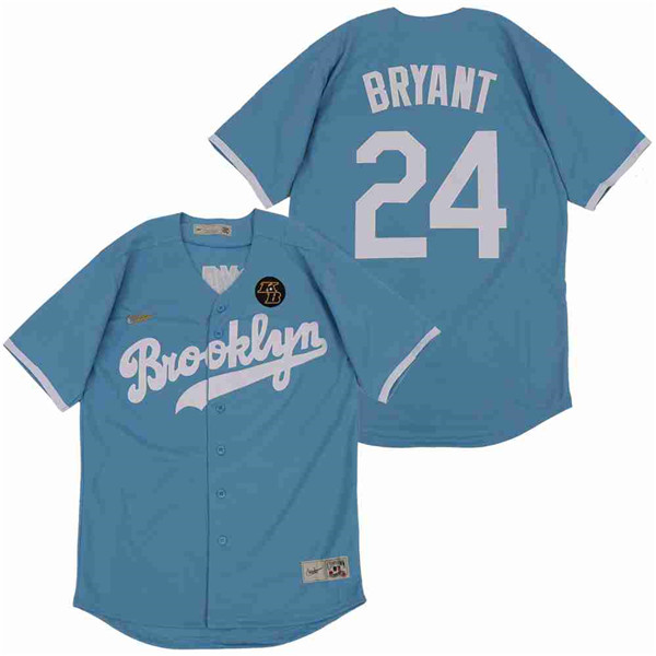 Men's Los Angeles Dodgers #24 Kobe Bryant Blue With KB Patch Cool Base Stitched MLB Jersey