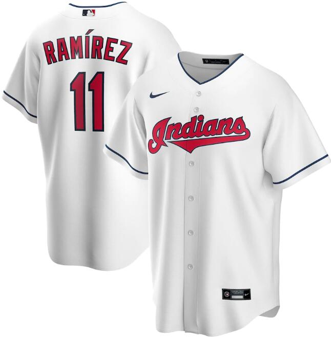 Men's Cleveland Indians White #11 José Ramírez Cool Base Stitched MLB Jersey