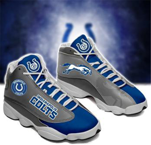 Women's Indianapolis Colts AJ13 Series High Top Leather Sneakers 003