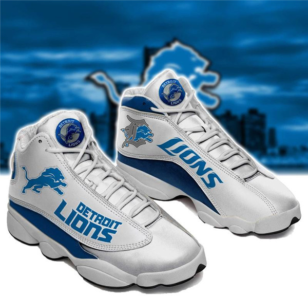 Women's Detroit Lions AJ13 Series High Top Leather Sneakers 002