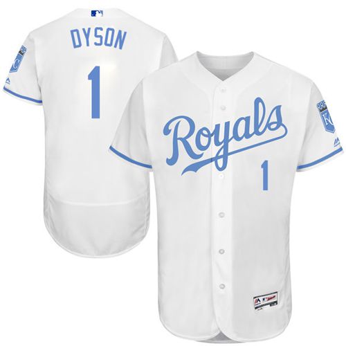 Royals #1 Jarrod Dyson White Flexbase Authentic Collection 2016 Father's Day Stitched MLB Jersey