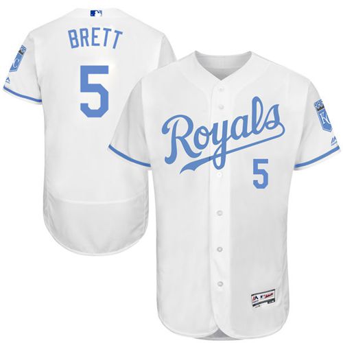 Royals #5 George Brett White Flexbase Authentic Collection 2016 Father's Day Stitched MLB Jersey