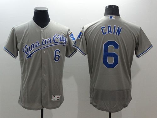 Royals #6 Lorenzo Cain Grey Flexbase Authentic Collection Stitched MLB Jersey