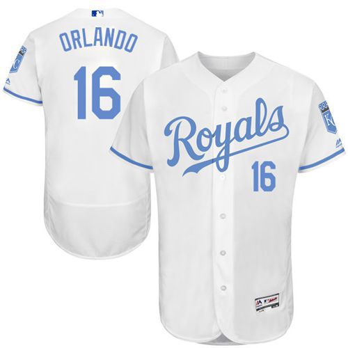 Royals #16 Paulo Orlando White Flexbase Authentic Collection 2016 Father's Day Stitched MLB Jersey