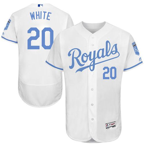 Royals #20 Frank White White Flexbase Authentic Collection 2016 Father's Day Stitched MLB Jersey