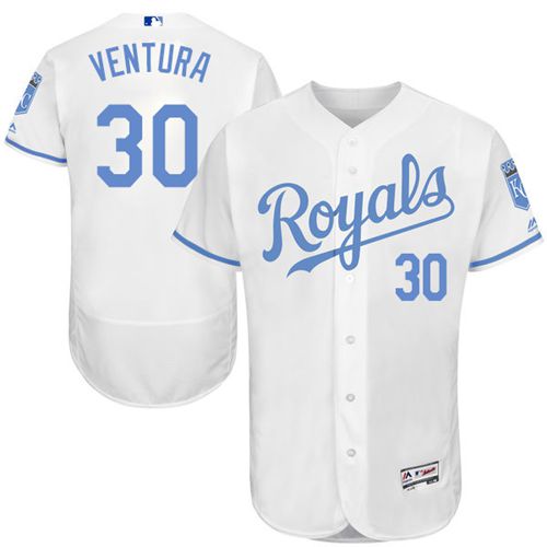 Royals #30 Yordano Ventura White Flexbase Authentic Collection 2016 Father's Day Stitched MLB Jersey