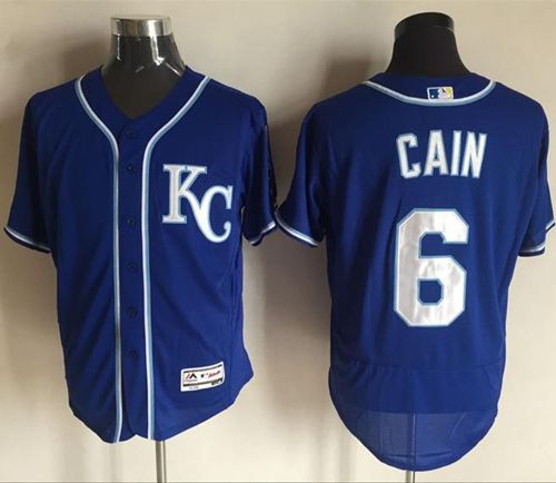 Royals #6 Lorenzo Cain Royal Blue Flexbase Authentic Collection Stitched MLB Jersey