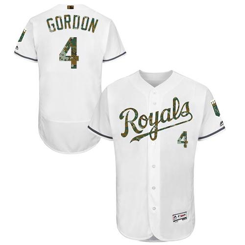 Royals #4 Alex Gordon White Flexbase Authentic Collection 2016 Memorial Day Stitched MLB Jersey