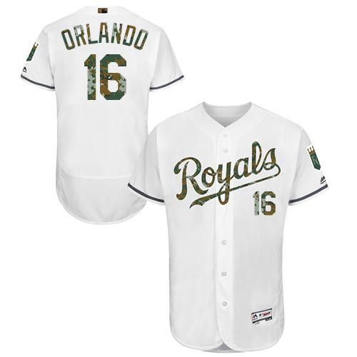 Royals #16 Paulo Orlando White Flexbase Authentic Collection 2016 Memorial Day Stitched MLB Jersey
