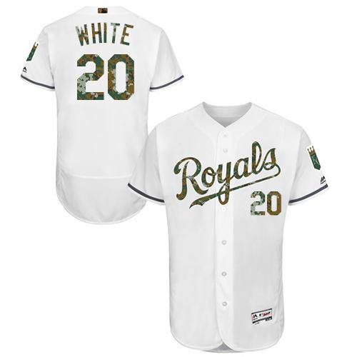 Royals #20 Frank White White Flexbase Authentic Collection 2016 Memorial Day Stitched MLB Jersey