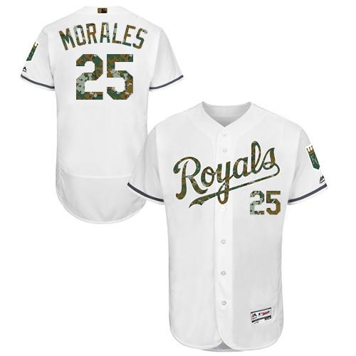Royals #25 Kendrys Morales White Flexbase Authentic Collection 2016 Memorial Day Stitched MLB Jersey