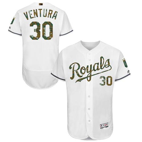 Royals #30 Yordano Ventura White Flexbase Authentic Collection 2016 Memorial Day Stitched MLB Jersey