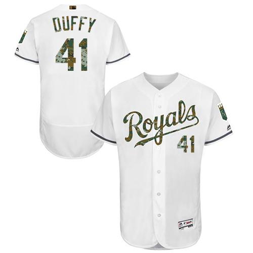 Royals #41 Danny Duffy White Flexbase Authentic Collection 2016 Memorial Day Stitched MLB Jersey
