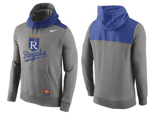 Men's Kansas City Royals Nike Gray Cooperstown Collection Hybrid Pullover Hoodie