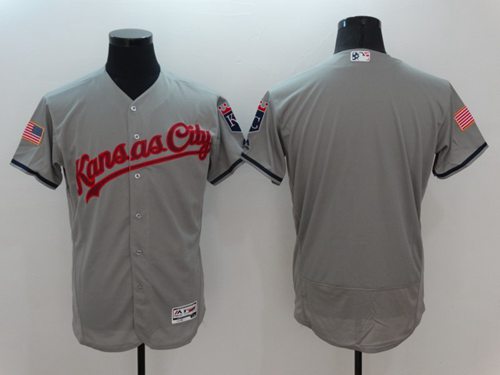 Royals Blank Grey Fashion Stars & Stripes Flexbase Authentic Stitched MLB Jersey