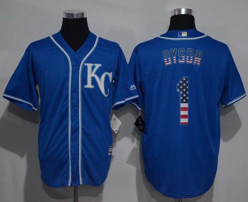 Royals #1 Jarrod Dyson Blue USA Flag Fashion Stitched MLB Jersey