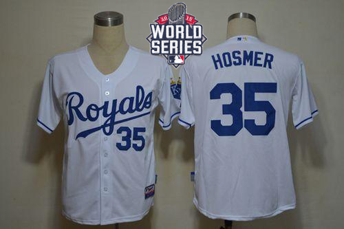 Royals #35 Eric Hosmer White Cool Base W/2015 World Series Patch Stitched MLB Jersey