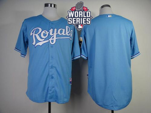 Royals Blank Light Blue Cool Base W/2015 World Series Patch Stitched MLB Jersey