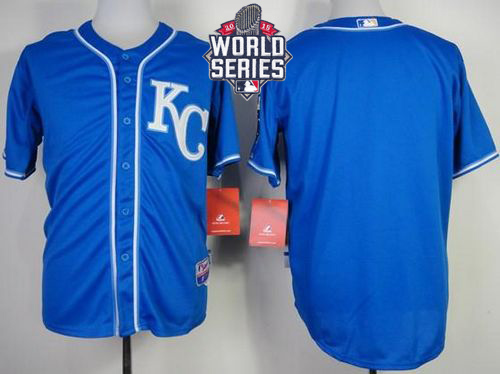 Royals Blank Blue Alternate 2 Cool Base W/2015 World Series Patch Stitched MLB Jersey